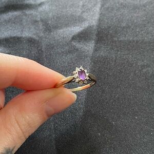 10k Amethyst and Diamond Gold Ring size 7